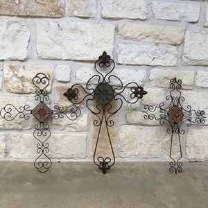 Oil rubbed bronze metal Set of 3 Decorative Crosses